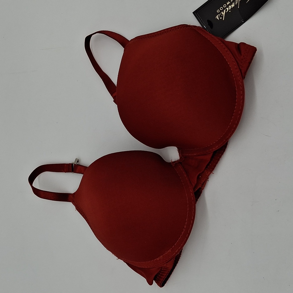 Frederick's of Hollywood Diana Push-Up Plunge Underwire Bra Red Orange